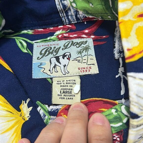 Vintage Big Dogs Hawaiian Short Sleeve Shirt Hot Sauce Peppers Men’ Size L - Picture 3 of 5